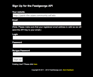 FeedGeorge API Key application form
